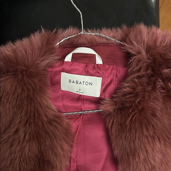 Babaton Teddy Jacket in Deep Burgundy - Picture 2 of 2